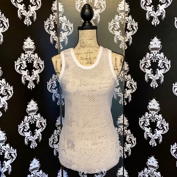 Tops - 🍀 NWT! Cute White Mesh Tank!